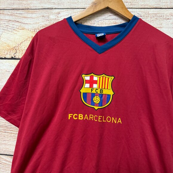 FC Barcelona Official Red Soccer Jersey XL Crest Logo V-Neck Tee Shirt Y2k - Picture 4 of 9